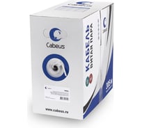 Кабель витая пара UTP (U/UTP) Cabeus категория 5e, 4 пары 0,48мм (24 AWG), одножильный, LSZH, нг(А)-HF, серый, (305 м) UTP-4P-Cat.5e-SOLID-LSZH-GY-LIGHT