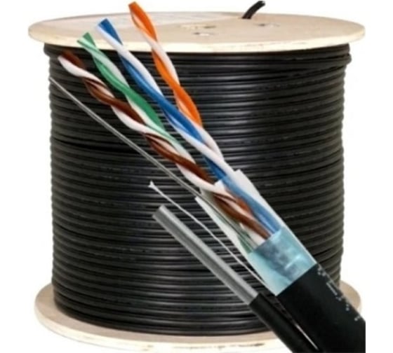 Кабель витая пара 5Bites express ftp/solid/5e/24awg/copper/pe/black/outdoor/msgr/drum/305m FS5525-305BPE-M