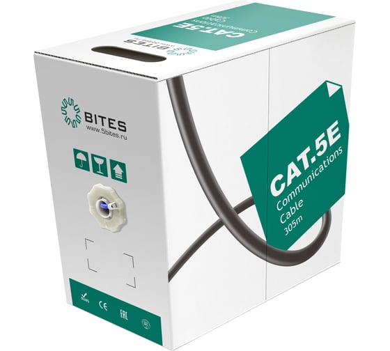 Кабель витая пара 5Bites express utp / solid / 5e / 24awg / copper / pvc / blue / 305m US5525-305B-BL