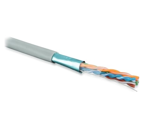 Кабель витая пара 305м Hyperline FUTP4-C5E-S24-IN-PVC-GY 42052
