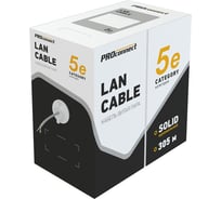 Кабель PROCONNECT витая пара U/UTP, CAT 5e, PVC, 4PR, 24AWG, INDOOR, SOLID, серый, 305 м 01-0052