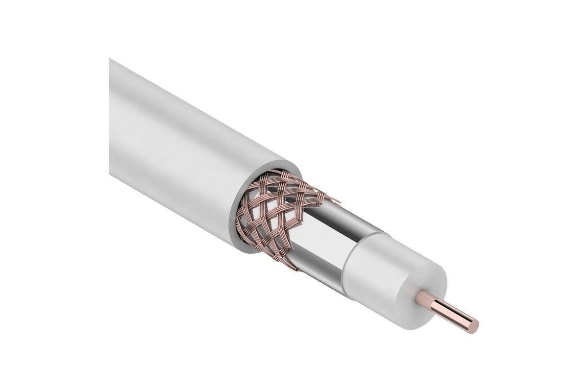 Кабель RG-6U+CU, 75%, 75 Ом, 100м, белый REXANT 01-2223 - выгодная цена ...