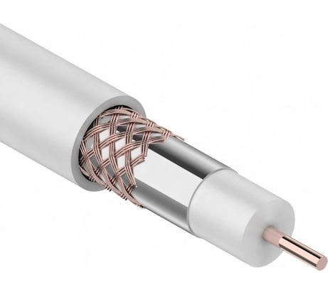 Кабель коаксиальный REXANT RG-6U 75Ом Cu/Al/Cu 64 процента 100 м IN белый 01-2221