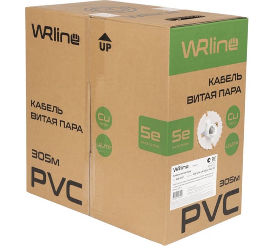 Кабель WRline UTP 4PR STANDART 24 AWG CAT5e 305м внутренний серый 505755