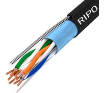 Витая пара Ripo ftp4cat5e 24awg cu (outdoor) с одножильным тросом, черный, (100м) 001-122025/100