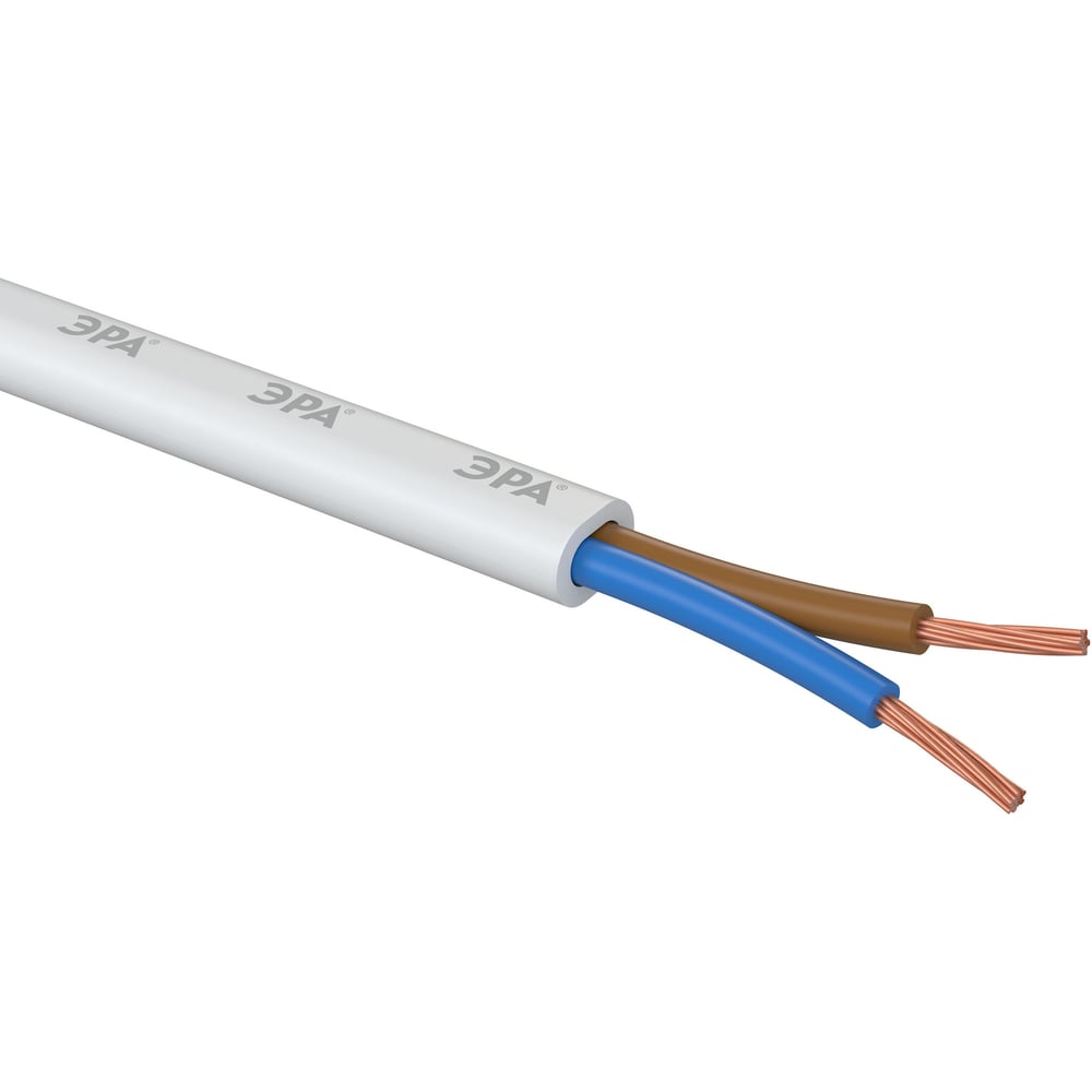 Провод ШВВП ЭРА 2x0,5 мм2, 5м, белый Б0058835 - выгодная цена, отзывы ...