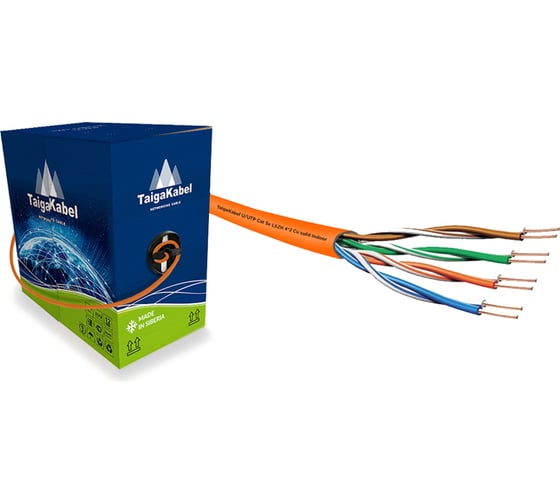 Кабель ООО ТайгаКабель TaigaKabel U/UTP, cat 5е, LSZH, 4x2х0,46, Cu, Solid, INDOOR, RC, Оранжевый, 10м 00000339