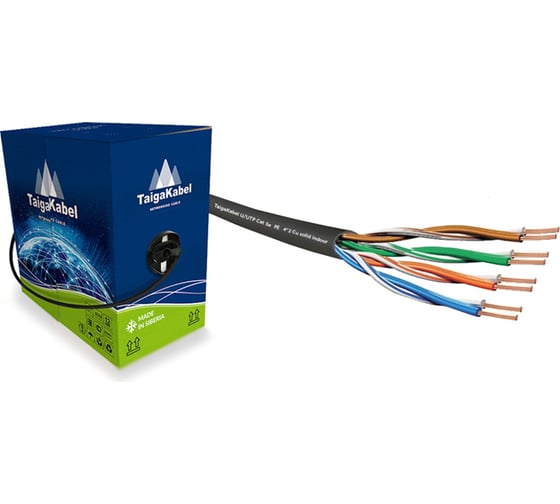 Кабель ООО ТайгаКабель TaigaKabel U/UTP, cat 5е, PE, 4x2х0,51, Cu, Solid, OUTDOOR, Черный, 10м 00000334