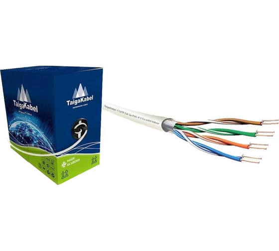 Кабель ООО ТайгаКабель TaigaKabel F/UTP cat 5е PVC 4x2х0,46 Cu Solid INDOOR Серый 305м 00000293
