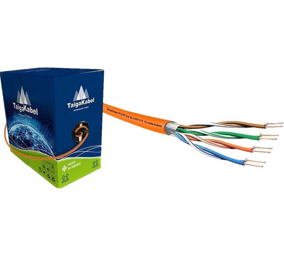 Кабель ООО ТайгаКабель TaigaKabel F/UTP cat 5е LSZH 4x2х0,51 Cu Solid INDOOR RC Оранжевый 100м 00000317