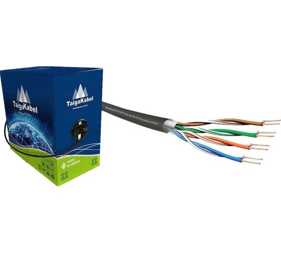 Кабель ООО ТайгаКабель TaigaKabel F/UTP cat 5е PE 4x2х0,46 Cu Solid OUTDOOR Черный 10м 00000299