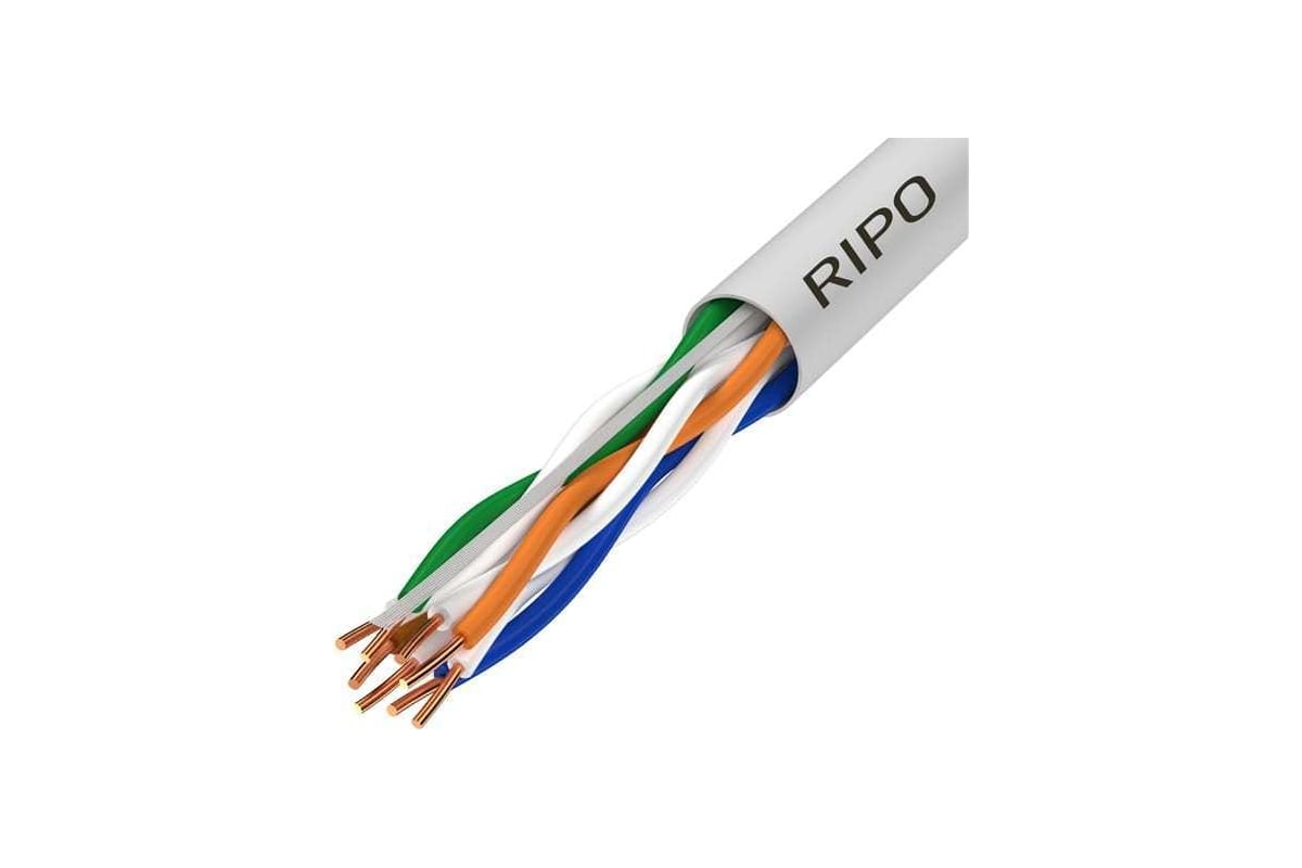 Кабель Ripo Utp4, cat5e, 24awg, cca, 50m 001-112002/50 - выгодная цена,  отзывы, характеристики, фото - купить в Москве и РФ