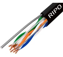 Кабель Ripo Utp4 cat5e 24awg cu (outdoor) с одножильным тросом, черный, 25м 001-112018-25
