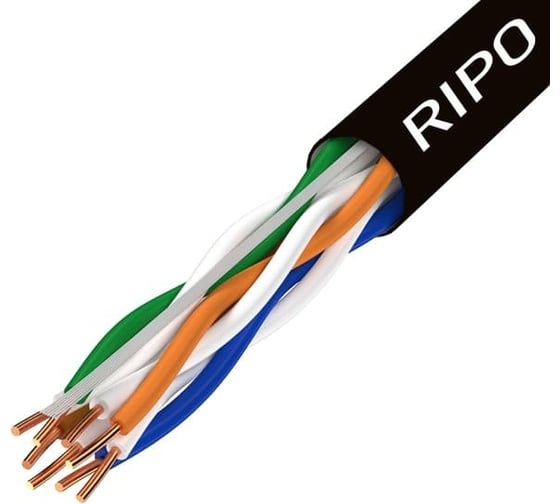 Сетевой кабель Ripo Utp 4 cat5e 24awg cu plus outdoor, упк 50м.,fluke test. pe 001-112117/50