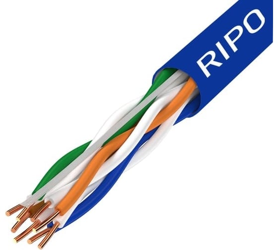 Сетевой кабель Ripo Utp 4 cat6 23awg cu plus, 305м.,fluke test (ксвпв -кат.6 4x2xplus) синий 001-112010