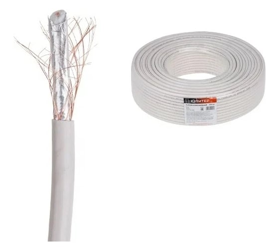 Коаксиальный кабель ЮПИТЕР RG-6 Cu/Al/Cu 48% 75 Ом 100 м JP3051 1