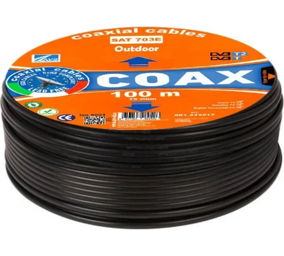 Коаксиальный телевизионный кабель Ripo sat-703e avs electronics outdoor (4x100m) 001-222017