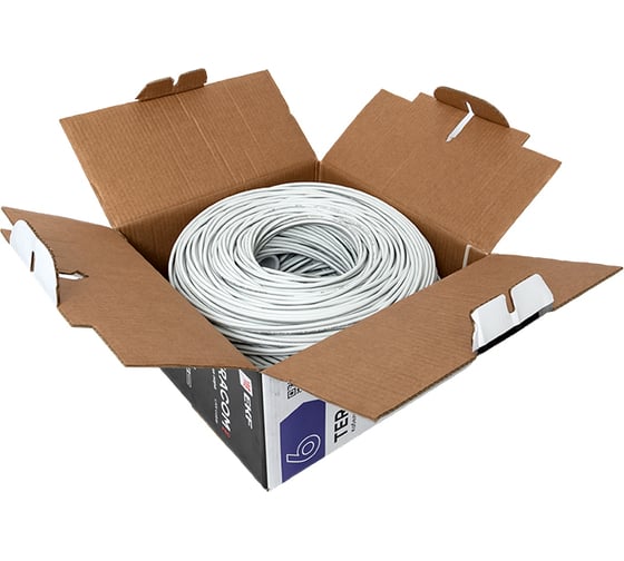 Кабель витая пара EKF TERACOM pro cat.6 u/utp 4 пары solid 23awg оболочка lszh нг(а)-hf, цвет серый, упаковка 305м TRP-6UTP-04LSH-GY-IN3