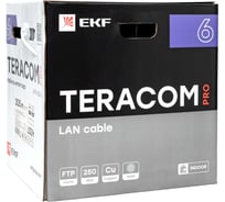 Кабель витая пара EKF TERACOM pro cat.6 f/utp 4 пары solid 23awg оболочка lszh нг(а)-hf, цвет серый, упаковка 305м TRP-6FTP-04LSH-GY-IN3