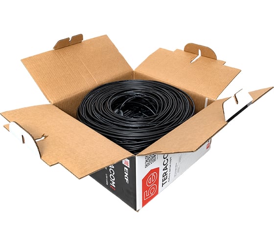 Кабель витая пара EKF TERACOM pro cat.5e f/utp 4 пары solid внешний 24awg оболочка ldpe, цвет черный, упаковка 305м TRP-5EFTP-04PE-BK-OUT3