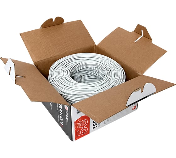 Кабель витая пара EKF TERACOM pro cat.5e u/utp 4 пары solid 24awg оболочка lszh нг(а)-hf, цвет серый, упаковка 305м TRP-5EUTP-04LSH-GY-IN3