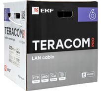 Кабель витая пара EKF teracom pro cat.6 f/utp 4 пары solid 23awg оболочка pvc, цвет серый, упаковка 305м TRP-6FTP-04PVC-GY-IN3