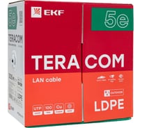 Кабель витая пара EKF TERACOM cat.5e u/utp 4 пары solid внешний оболочка ldpe, цвет черный, упаковка 305м TRC-5EUTP-04PE-BK-OUT3