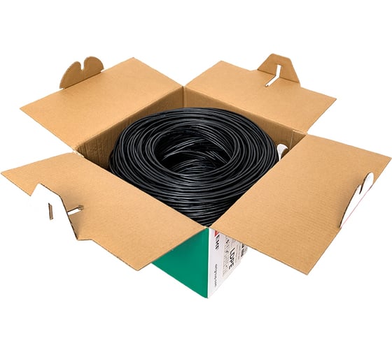 Кабель витая пара EKF TERACOM cat.5e u/utp 4 пары solid внешний оболочка ldpe, цвет черный, упаковка 305м TRC-5EUTP-04PE-BK-OUT3