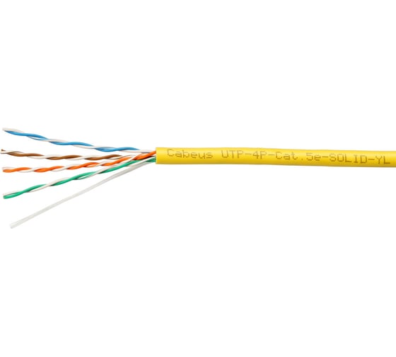 Кабель витая пара Cabeus utp (u/utp), категория 5e, 4 пары (24 awg), одножильный, pvc нг(а)-ls, черный (100 м) UTP-4P-Cat.5e-SOLID-BK-100