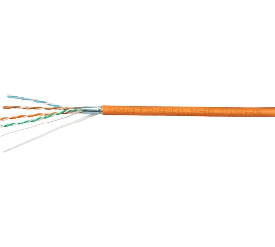 Кабель витая пара экранированная ftp (f/utp), категория 5e, 4 пары (24 awg), одножильный, экран - фольга, lszh, нг(а)-hf, (100 м) Cabeus FTP-4P-Cat.5e-SOLID-LSZH-100