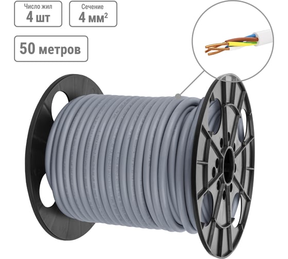 Кабель TDM ELECTRIC NYM-J 4x4-0.66, на катушке 50 м SQ0121-0139