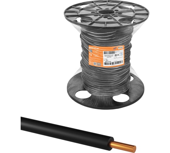 Провод TDM ПуВнг(А)-LS 1x6 ГОСТ, на катушке 300 м, черный SQ0124-0108