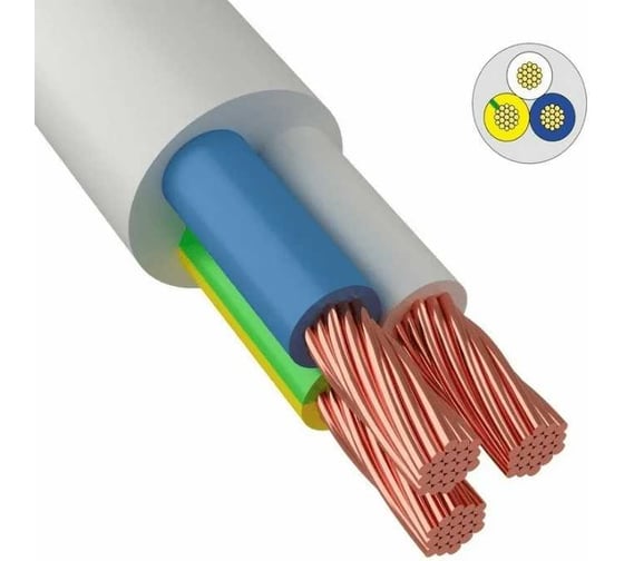 Провод TDM ELECTRIC ПВС 3x4 ГОСТ, на катушке 50 м, белый SQ0118-0405