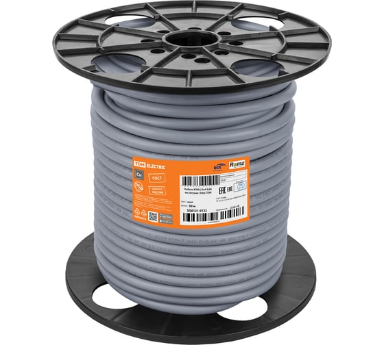 Кабель TDM ELECTRIC NYM-J 3x4-0.66, на катушке 50 м SQ0121-0132