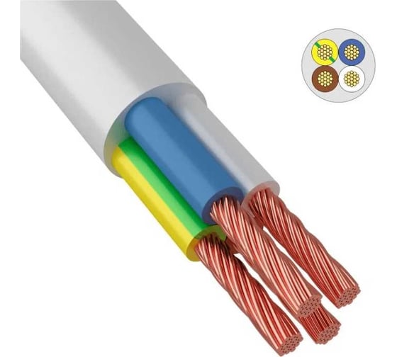 Провод TDM ПВС 4x2.5 ГОСТ, на катушке 100 м, белый SQ0118-0470