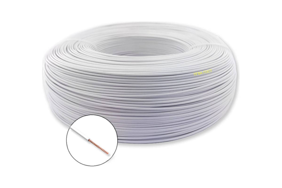 Автомобильный провод ПРОВОДНИК пгва 1x0.5 мм2 белый, 20м OZ480661L20 ...