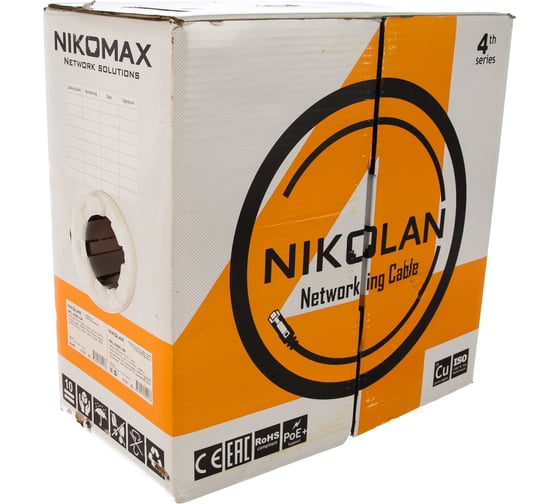 Кабель NIKOLAN F/UTP 4 пары, одножильный, оранжевый, 305м NKL 4200C-OR