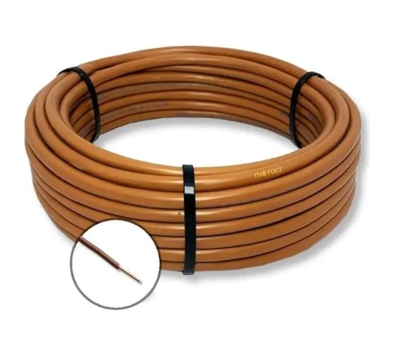 Установочный провод ПУВ ПРОВОДНИК 1x2.5 мм2 Коричневый, 15м OZ247241L15 1