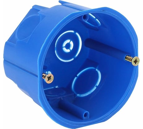 Установочная коробка ЭРА КУТ 68х45мм для твердых стен саморезы синяя IP20 Б0037429