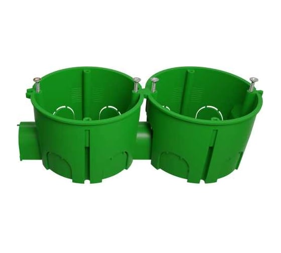 Установочная коробка ЭРА KUTS16845green для твердых стен с саморезами, один стыковочный узел Б0061164