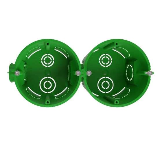 Установочная коробка ЭРА KUTS16845green для твердых стен с саморезами, один стыковочный узел Б0061164