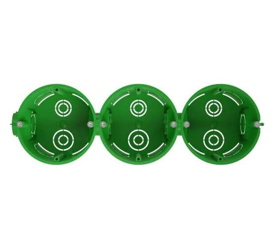 Установочная коробка ЭРА KUTS16845green для твердых стен с саморезами, один стыковочный узел Б0061164