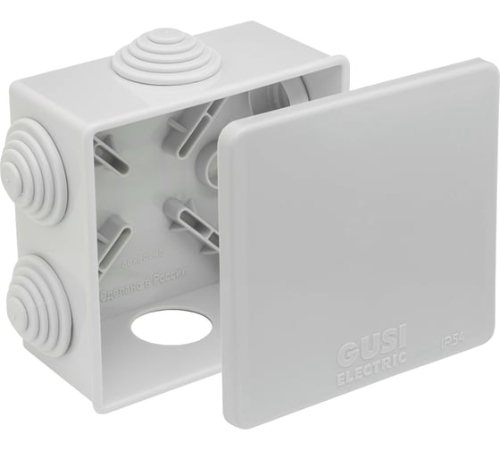 Распределительная коробка GUSI ELECTRIC 70х70х40 6 муфт, IP44, ОП, серый, евро С3В76