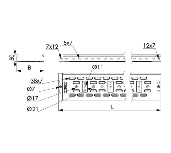 Перфорированный лоток DKC 150x50 L2000 35253
