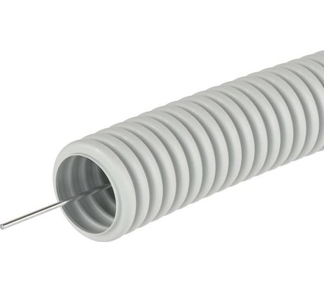 Гибкая гофрированная труба DKC ПВХ д.32мм, тяжёлая, с протяжкой, 25м, цвет серый 91532