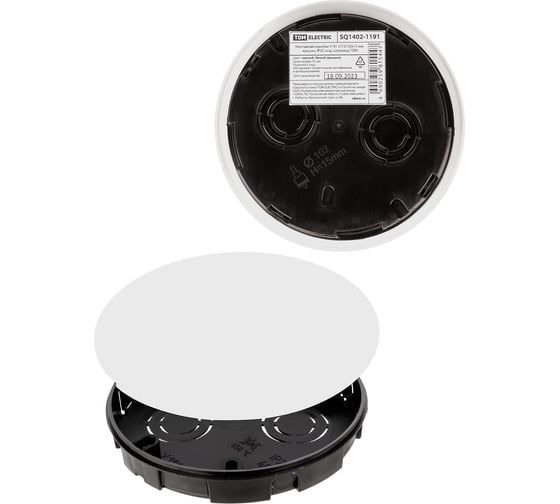 Монтажная коробка TDM ELECTRIC У191 СП D102x15 мм, крышка, IP20, инд. штрихкод SQ1402-1191