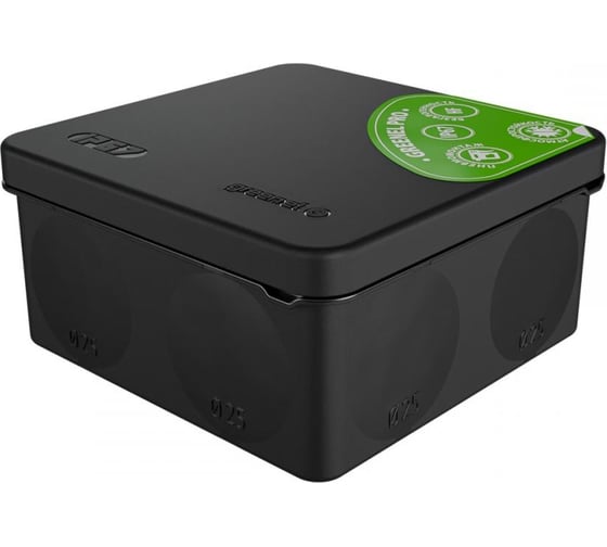 Распределительная коробка GREENEL о/п, 2К, HF, УФ 100x100x50мм IP67 (48 шт) цвет-черный GE42455-05
