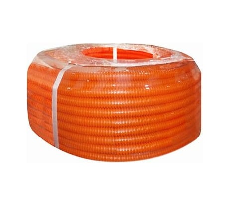 Труба ПНД Экопласт гофрированная легкая, с зондом диаметр 16 мм, цвет оранжевый, 100м 20116-OR