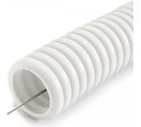 Гофрированная труба Промрукав ПЛЛ тяжелая безгалогенная (hf) негорючая (нг) белая, с зондом, d20 мм 50м PR02.0398