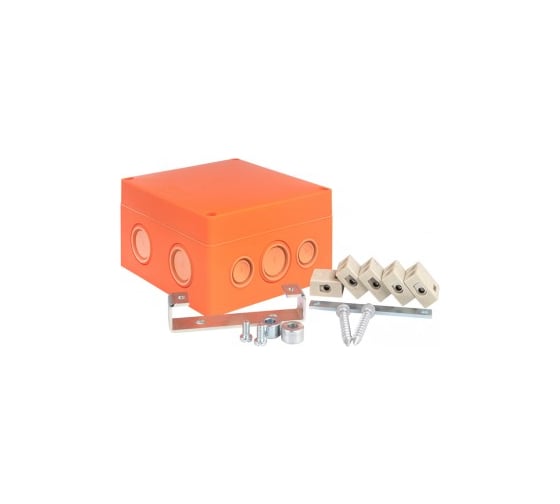 Распаечная коробка EKF огнестойкая, 126x126x74мм, 5 кк, 1,5-10мм, SQ plc-kmrf-126-510